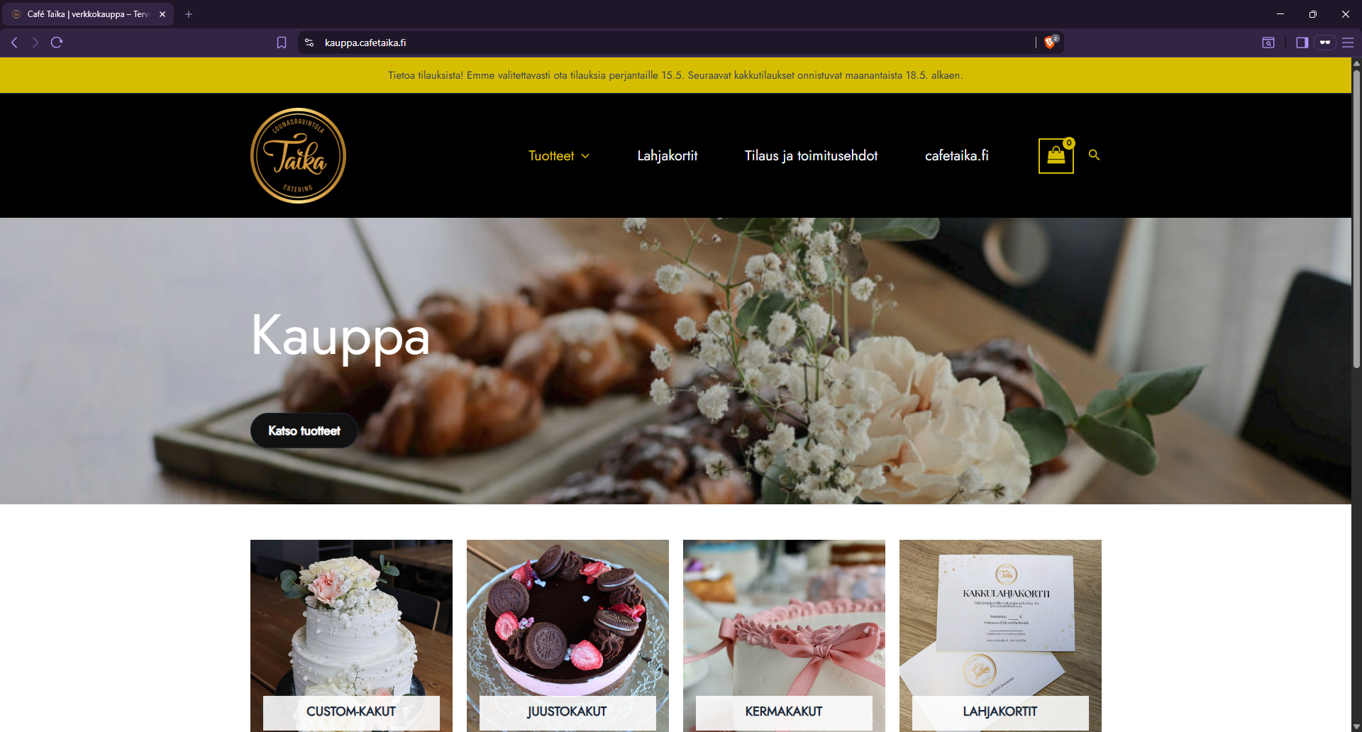 Cafetaika webshop screenshot