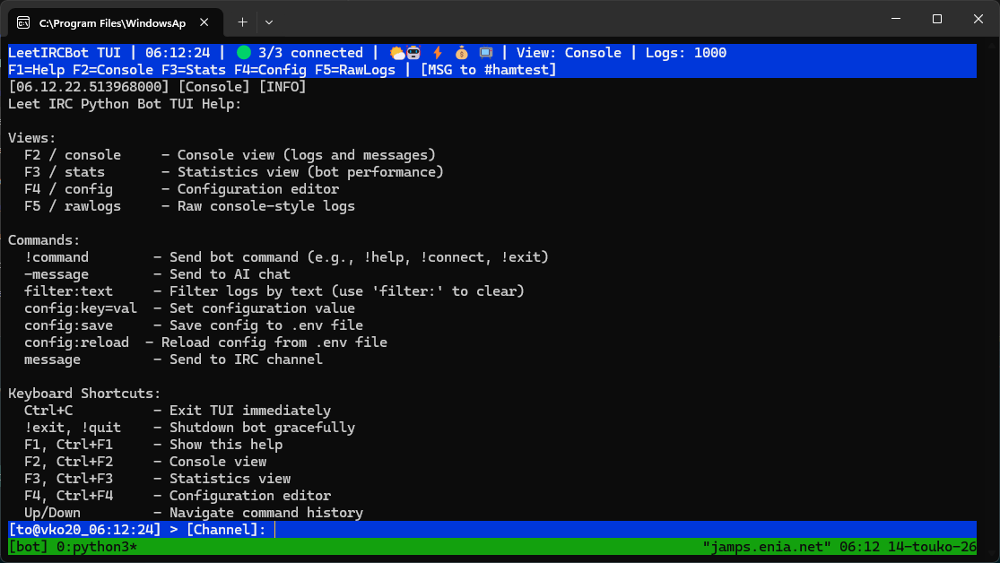 LeetIRCPythonBot screenshot